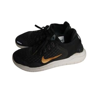 Nike Free RN Women's Black and Gold Sneakers 7